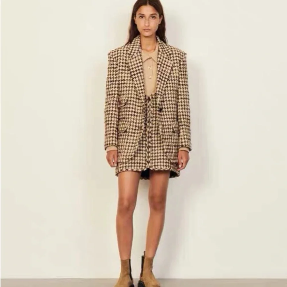 Sandro Women's wool Houndstooth Blazer Coat set - Picture 2 of 9